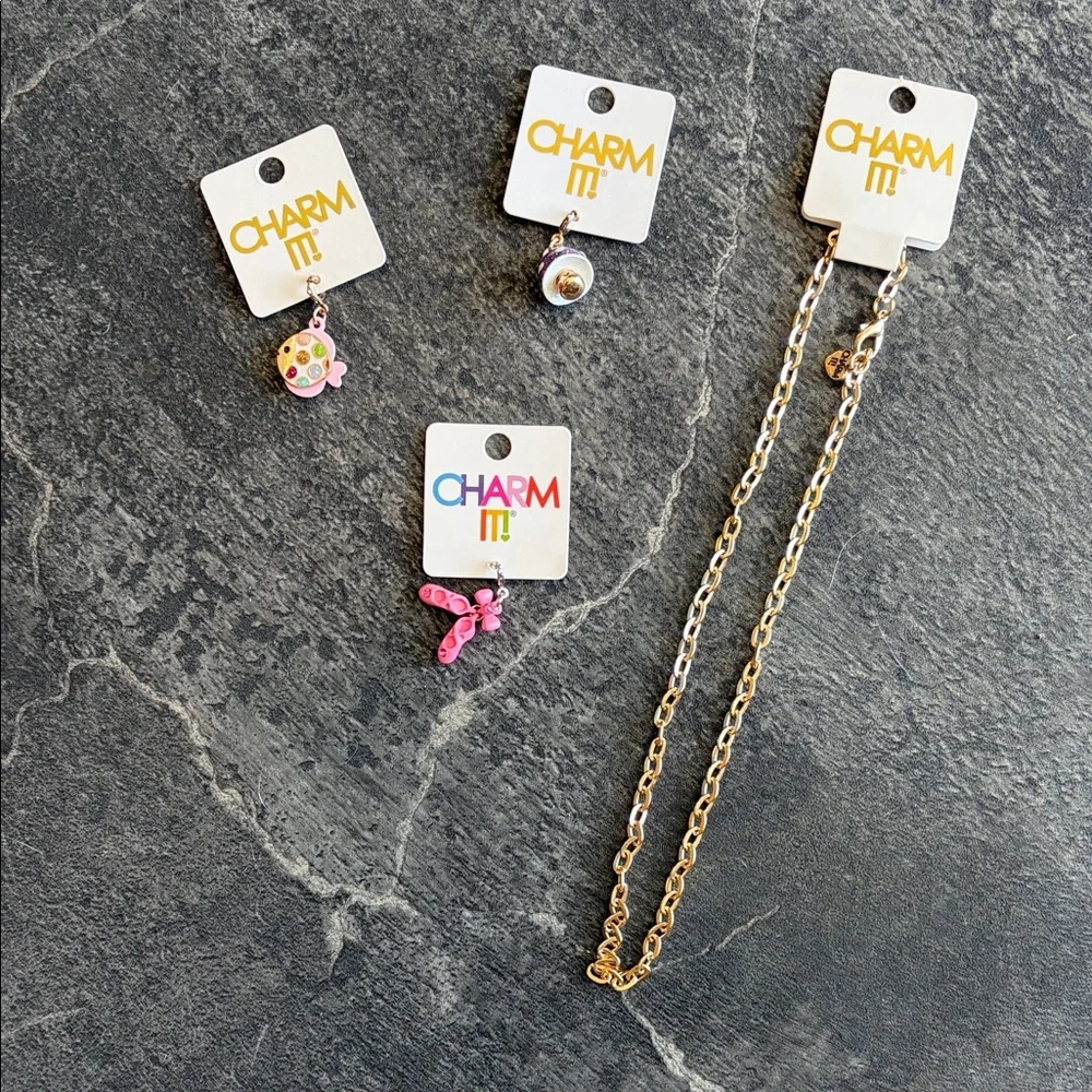 NWT - Charm It! Necklace and 3 pc Charm Set